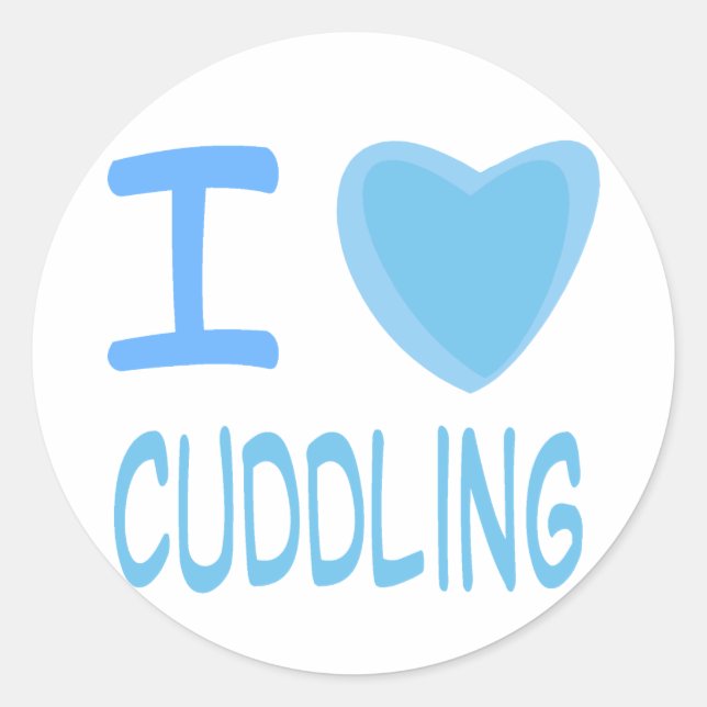 I Heart (Love) cuddling Classic Round Sticker (Front)