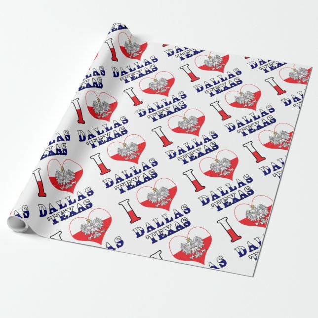 I Heart Love Dallas Texas Wrapping Paper (Unrolled)