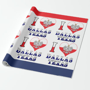 I Heart Love Dallas Texas Wrapping Paper