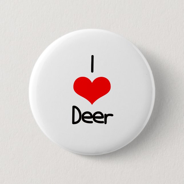 I Heart (Love) Deer 2 Inch Round Button (Front)