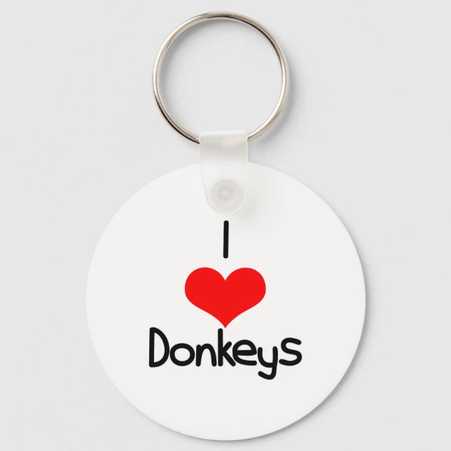 I Heart (Love) Donkeys  Keychain (Front)