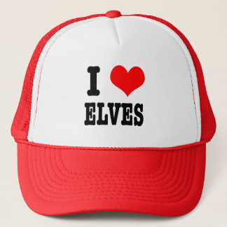 I HEART (LOVE) ELVES TRUCKER HAT