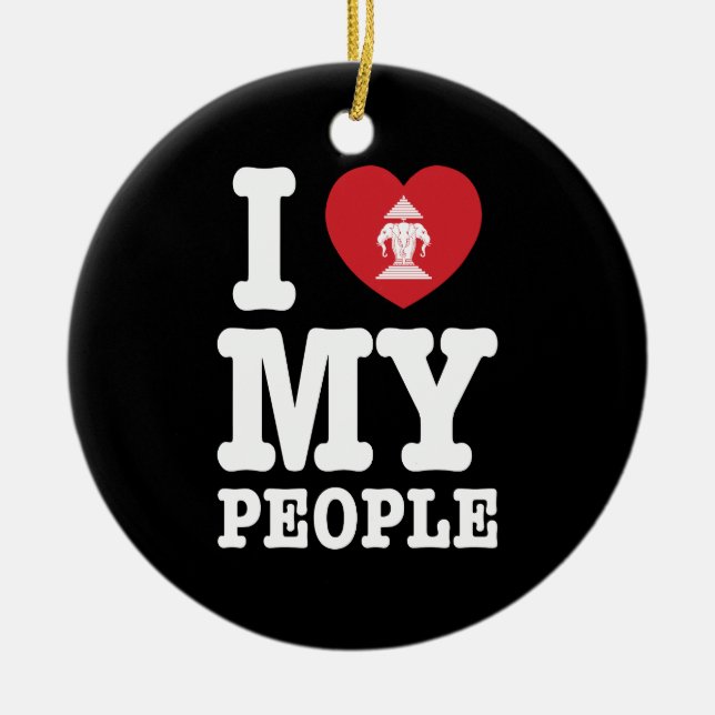 I Heart (Love) Erawan My Lao People Ceramic Ornament (Front)