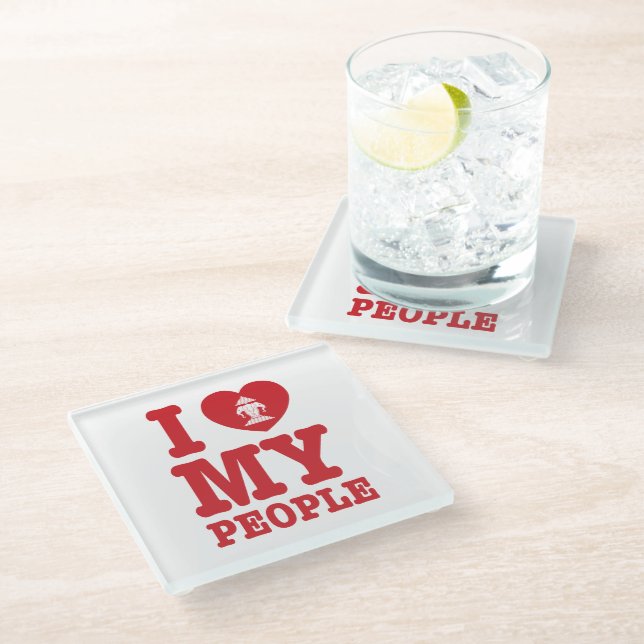 I Heart (Love) Erawan My Lao People Glass Coaster (Angled)
