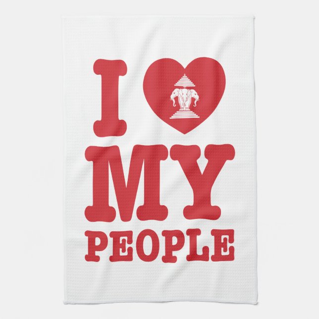 I Heart (Love) Erawan My Lao People Kitchen Towel (Vertical)