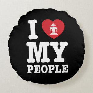 I Heart (Love) Erawan My Lao People Round Pillow