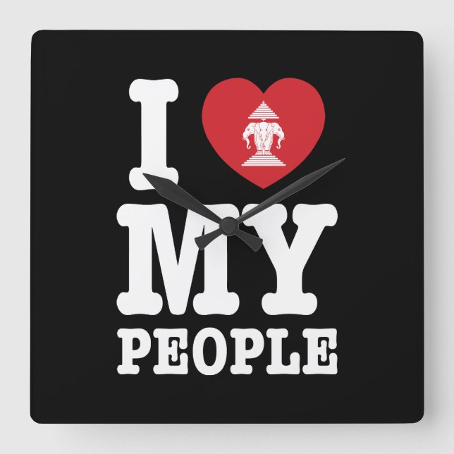 I Heart (Love) Erawan My Lao People Square Wall Clock (Front)