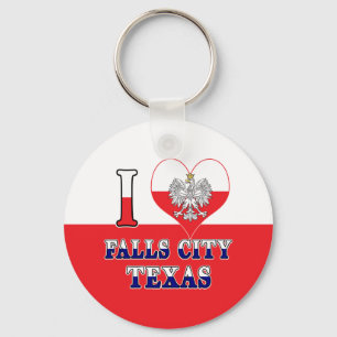 I Heart Love Falls City Texas Keychain