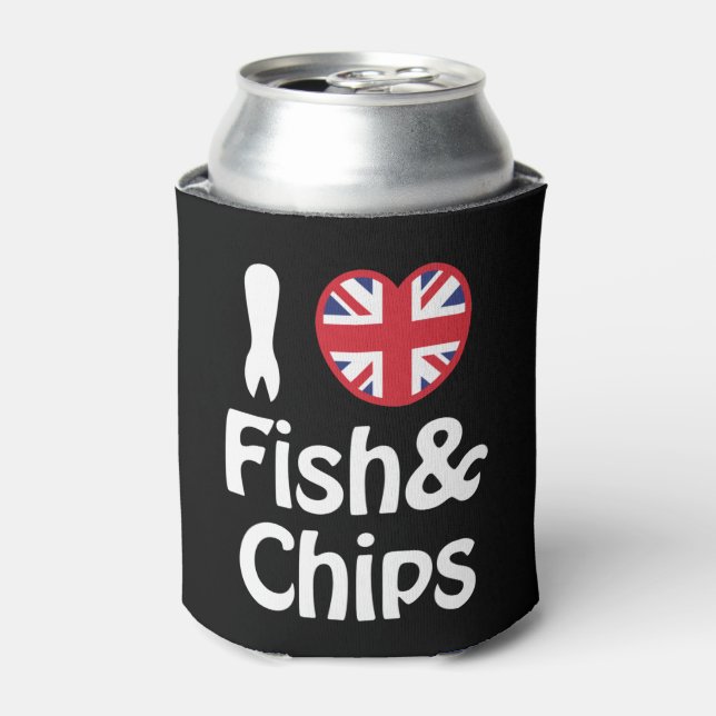 I Heart [Love] Fish & Chips Can Cooler (Can Front)