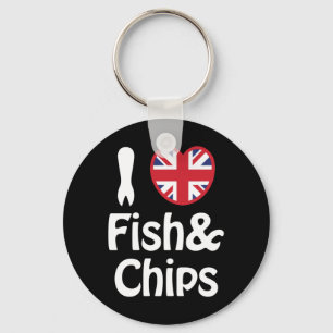 I Heart [Love] Fish & Chips Keychain