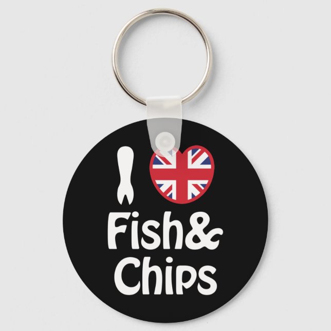 I Heart [Love] Fish & Chips Keychain (Front)