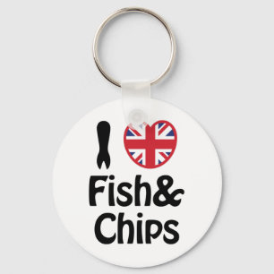 I Heart [Love] Fish & Chips Keychain