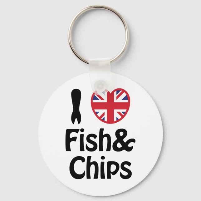 I Heart [Love] Fish & Chips Keychain (Front)