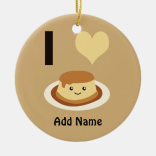 I Heart (love) flan! Ceramic Ornament