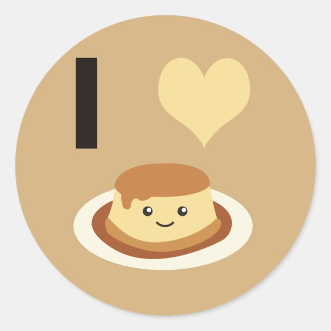I Heart (love) flan! Classic Round Sticker (Front)