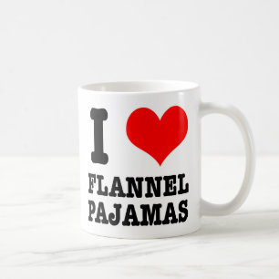 I HEART (LOVE) FLANNEL PAJAMAS COFFEE MUG