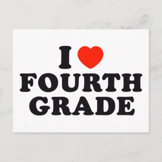 I Heart / Love Fourth Grade Postcard