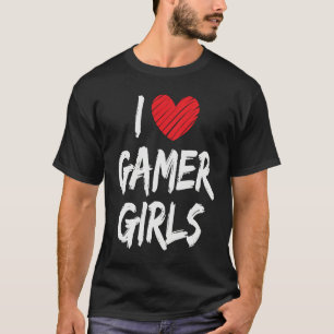 I Heart Love Gamer Girls Valentines Day Video Game T-Shirt