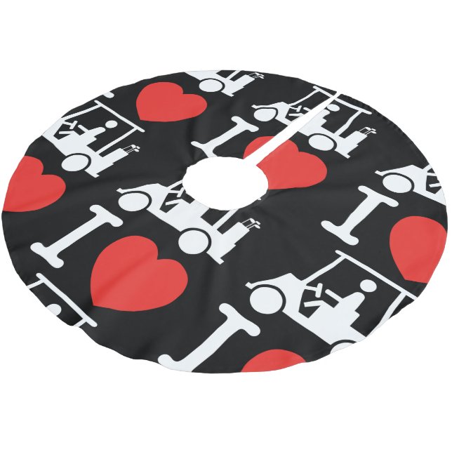 I Heart (Love) Golf Cart Brushed Polyester Tree Skirt (Angled)