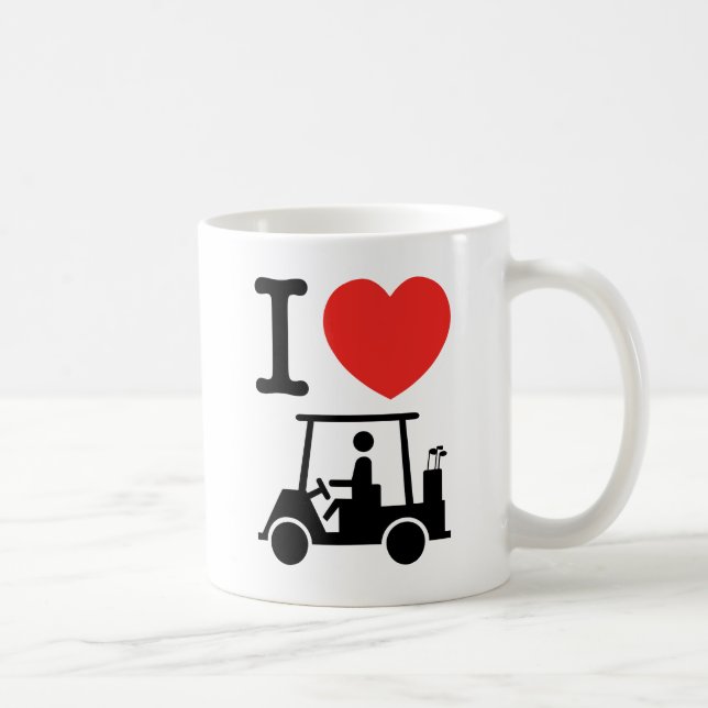 I Heart (Love) Golf Cart Coffee Mug (Right)