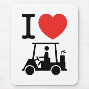 I Heart (Love) Golf Cart Mouse Pad