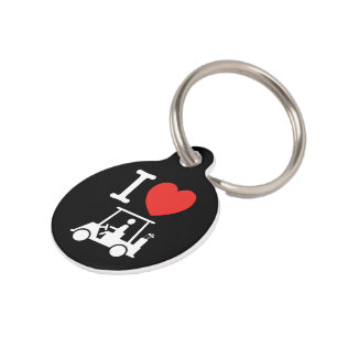 I Heart (Love) Golf Cart Pet Tag