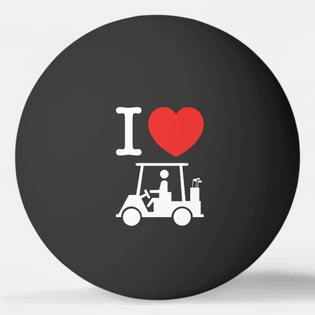 I Heart (Love) Golf Cart Ping-Pong Ball (Front)