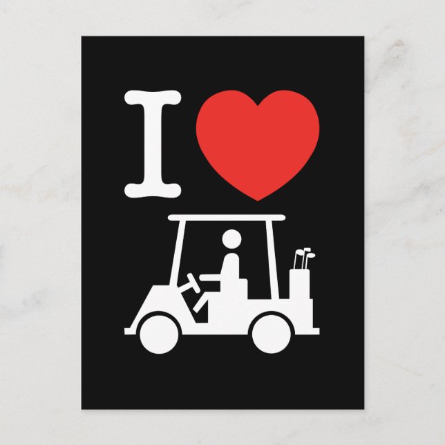 I Heart (Love) Golf Cart Postcard (Front)
