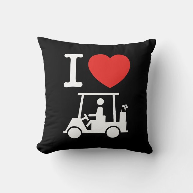 I Heart (Love) Golf Cart Throw Pillow (Front)