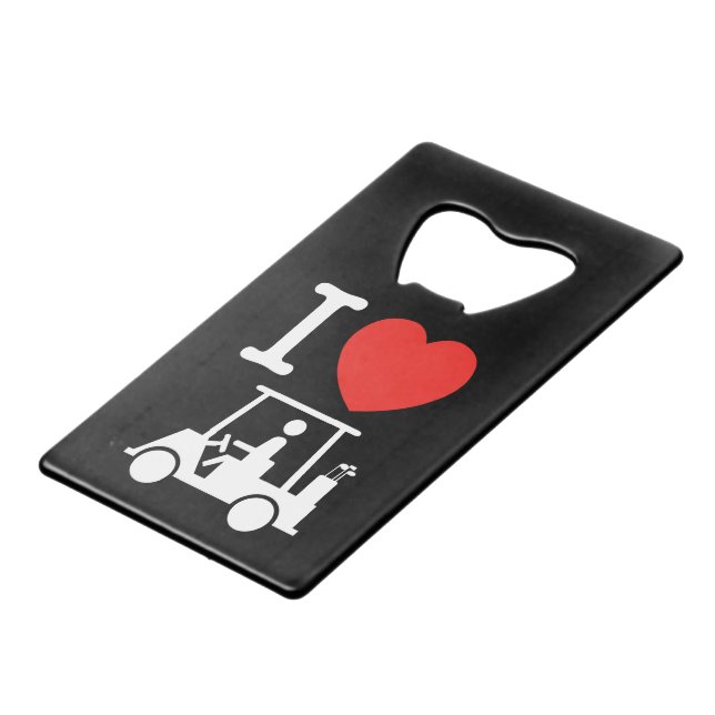 I Heart (Love) Golf Cart Wallet Bottle Opener (Front Angled)