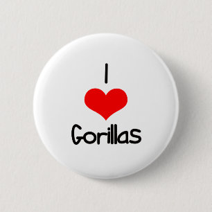 I Heart (Love) Gorillas 2 Inch Round Button