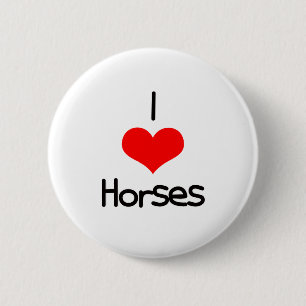 I Heart (Love) Horses 2 Inch Round Button