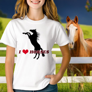 I Heart Love Horses Rearing Silhouette T-Shirt