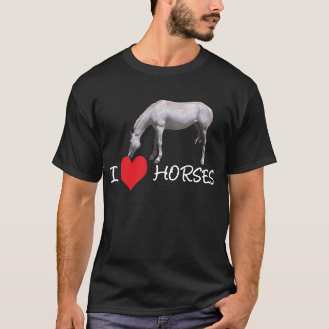 I Heart (Love) Horses - White Horse T-Shirt (Front)