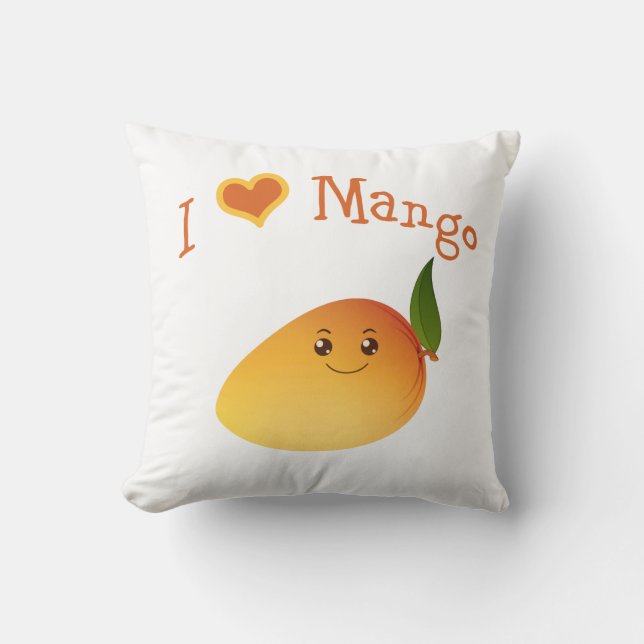 I Heart (love) Mango Throw Pillow (Front)