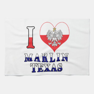 I Heart Love Marlin Texas Kitchen Towel