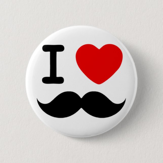 I heart / Love Moustaches / Moustaches 2 Inch Round Button (Front)