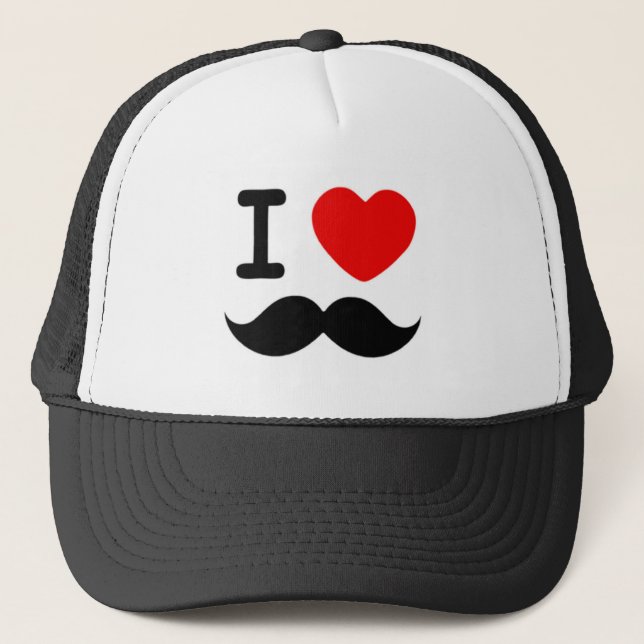 I heart / Love Moustaches / Moustaches Trucker Hat (Front)