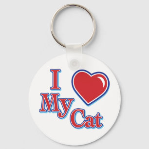 I Heart love my cat Keychain