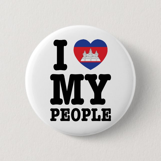 I Heart (Love) My Khmer People 2 Inch Round Button (Front)