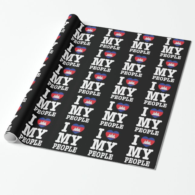 I Heart (Love) My Khmer People Wrapping Paper (Unrolled)