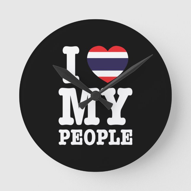 I Heart (Love) My Thai People Round Clock (Front)