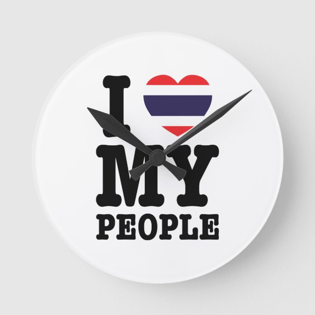 I Heart (Love) My Thai People Round Clock (Front)