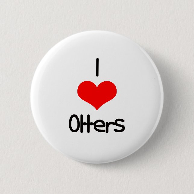 I Heart (Love) Otters 2 Inch Round Button (Front)