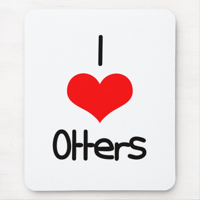 I Heart (Love) Otters Mouse Pad (Front)