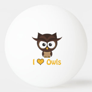 I heart (love) owls ping pong ball