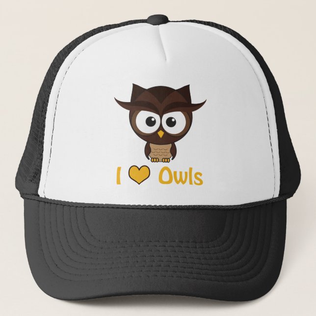 I heart (love) owls trucker hat (Front)