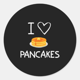 I Heart Love Pancakes, Funny, Jokes, Sarcastic, Fa Classic Round Sticker
