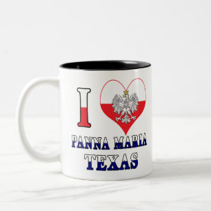 I Heart Love Panna Maria Texas Two-Tone Coffee Mug