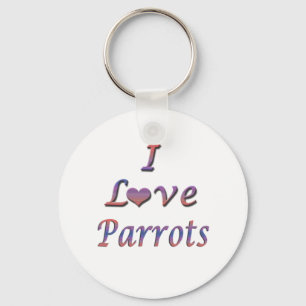 I Heart (Love) Parrots Keychain